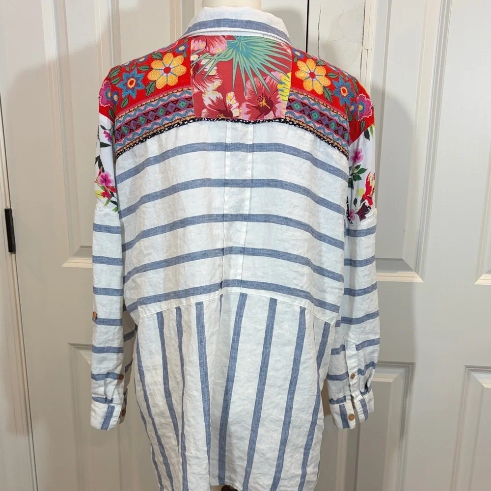 John Mark Floral Shirt with Red and Green Accents - Picture 5 of 8
